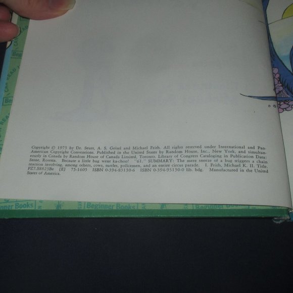 Because a Little Bug Went Ka-Choo ( Dr. Seuss / Beginner Books, 1975, Hardcover) - Picture 2 of 5